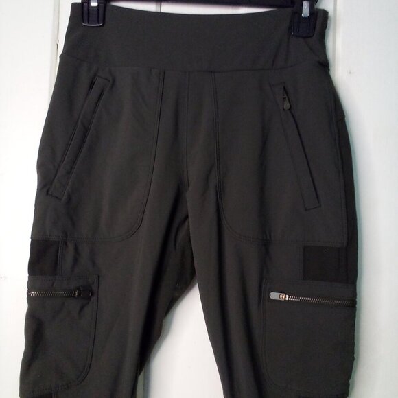 Athleta Pants Women 4 Ankle Cropped Cargo Zip Pockets Active Green - Picture 9 of 15
